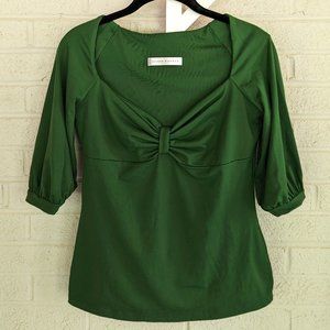 Susana Monaco Vintage Green Top with Sweetheart Neckline